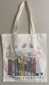 NWOT Taylor Swift Taylor’s Version Canvas Book Bag The Eras Tour Swifties - Picture 1 of 5