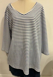 NWOT Women’s Coral Bay Striped Shirt White & Blue Striped Size 2XL - Picture 1 of 10