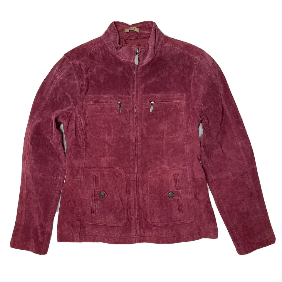 Ruff Hewn Leather Jacket Genuine Suede Leather Red Lightweight Women's Sz. S - Image 1 of 4