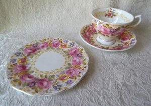 VINTAGE ROYAL ALBERT Bone China Teacup w Dessert Plate- SERENA 839329 - Picture 1 of 5