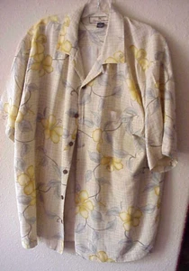 Tommy Bahama Men S/S 100% Silk Yellow Green Floral Medium M - Picture 1 of 4