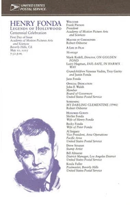 #3911 First Day Ceremony Program 37c Henry Fonda Stamp - Picture 1 of 1