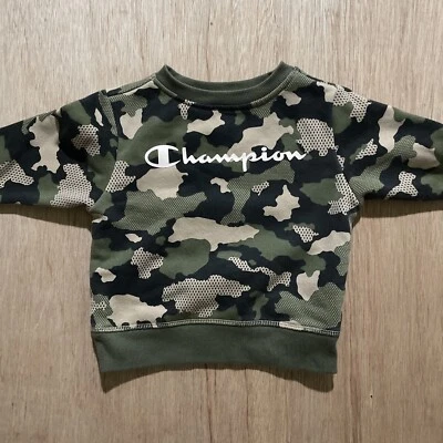 Champion Sudadera Niños 18M 18 Meses Camuflaje Polar Suéter Manga Larga Logo Foto 1 de 4