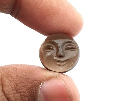 Piedras preciosas sueltas cara de cuarzo ahumado natural tallada a mano 14,50 mm 11 CT Foto 1 de 4