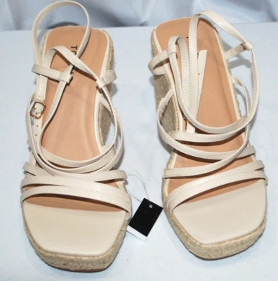 Torrid Strappy Lace Up Platform Wedge Beige Sandals Size 10 wide New - Image 1 of 4