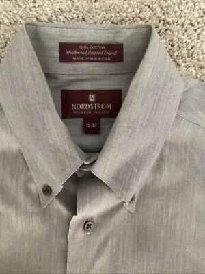 Camisa de Vestir Nordstrom Para Hombres Relajada Clásica Con Botones Taupe Talla 15-32 Foto 1 de 4