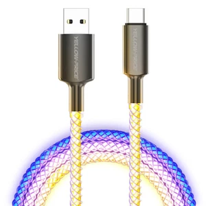 RGB Light Up Glowing 5A 66W USB-A to Type-C Super Fast Charging Cable - Braided - Picture 1 of 16