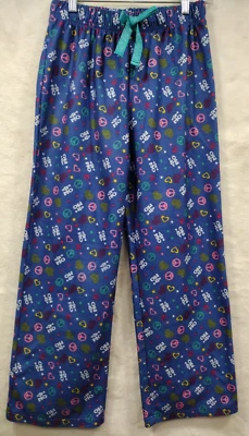 Womens xhilaration Blue pajama LOVE bottoms flannel XL  14-16  Loc 4 - Image 1 of 3