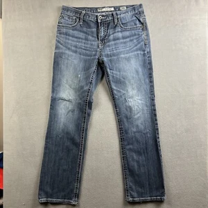 Pantalones de mezclilla BKE para hombre 34x33 Derek azul hebilla lavado claro bigotes corte bota acampanado vintage - Imagen 1 de 15