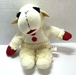 Vintage 2001 Aurora Lamb Chop 7” Beanie Stuffed Animal Plush White Red - Picture 1 of 9