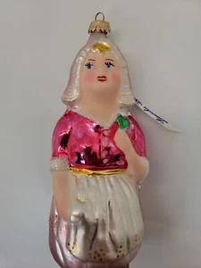 Vestido tradicional vintage de vidrio adorno navideño Lauscha Glas niña alemana - Imagen 1 de 8