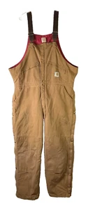 VTG Carhartt Overalls 46x32* Arctic Quilt Lined Insulated Bib Double Knee USA - Picture 1 of 17
