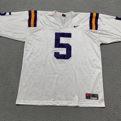 Nike Team LSU Jersey Mens XL White #5 Football Jersey NCAA SEC Cover