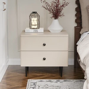 Modern Wooden Nightstand Bedside Table Bedroom End Side Desk Table w/ 2 Drawers - Picture 1 of 15