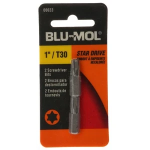 BLU-MOL 00023 T30 TORX Star Drive Screwdriver Bits, 1" Length, 2-Pack - Picture 1 of 10