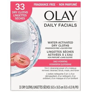 Olay Daily Facial Cleansing Cloth Hydrating Clean Smooth Grapeseed Extract 33ct - Picture 1 of 2