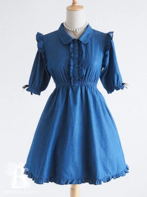 🌹LIZ LISA🌹Vestido Camisa Pelele OP Cinta Azul Romántico Japón H177 Foto 1 de 4