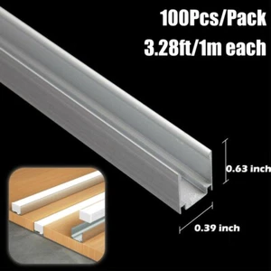 100pcs For 8mm x 17mm LED Light Strip Aluminum Channel Holder 3.3FT Each Silver - Picture 1 of 7
