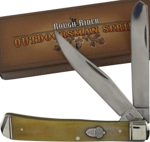 Rough Rider Tobacco Bone Trapper Folding Pocket Knife RR777 Smooth Handles - Picture 1 of 2