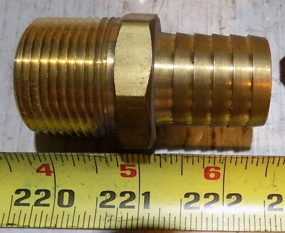 Brass Combination Hose Nipple 1" OD Barb, 1" ID Hose X 1" Male NPT, 2 Pieces Lot - Image 1 of 3