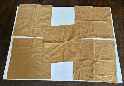 Set of 5 Crate & Barrel Vintage Napkin 100% Cotton Waves Mustard 241-934 20in - Image 1 of 4