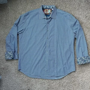 Robert Graham Hemd Herren 2XL Blau Geometrisch Langarm Knopfleiste Flip Manschette - Bild 1 von 10