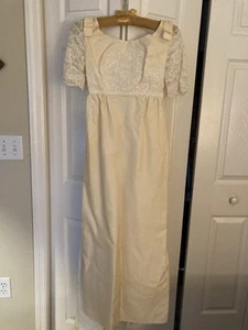 Vintage 60s Satin Wedding Gown  XS Empire Waist - Picture 1 of 3
