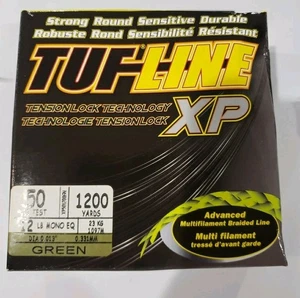 Tuf-Line XP Braided Fishing Line 50lb 1200yd Spool Hi-Vis Green USA Made - Picture 1 of 10