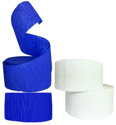 70ft Blue and White Tissue Paper and Crepe Streamers for Celebrations - Image 1 of 4