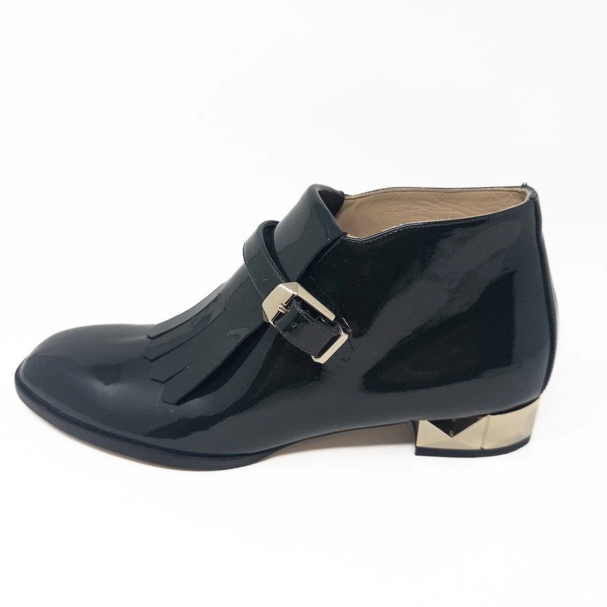 Valentino Garavini Patent Leather Fringe Green Loafer Boots Rock Stud 37 EU 7 US - Image 1 of 4