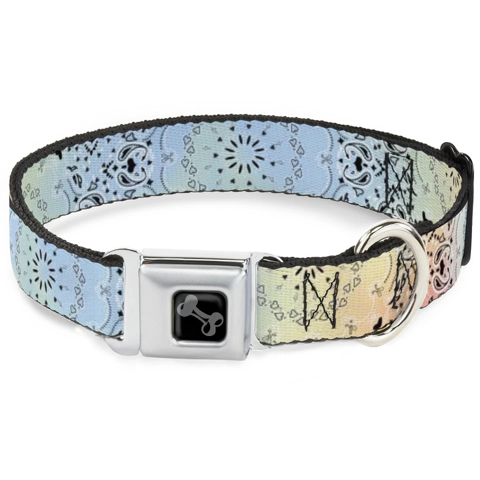 Dog Collar Bone Bandana Paisley Ombre Pastel/Black Medium 11-1 (Importación USA) - Imagen 1 de 4