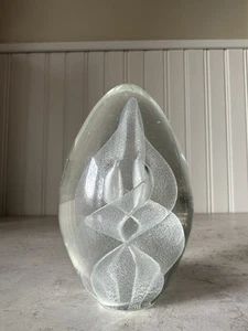 Pisapapeles espiral transparente Federici hecho a mano arte vidrio huevo firmado 99 de colección - Imagen 1 de 8