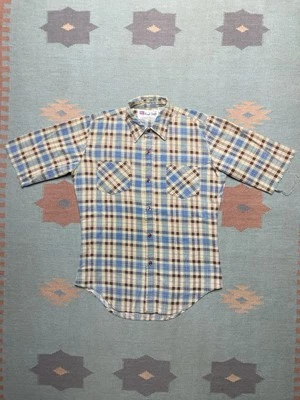 Camisa Franela Manga Corta Vintage Años 70 80 Algodón Cepillado Niños 18 Hombre’s Pequeña Foto 1 de 4