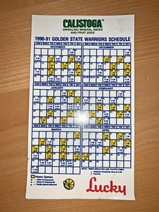 1990-91 GOLDEN STATE WARRIORS NBA IMÁN DE BALONCESTO CALENDARIO SKED CALISTOGA - Imagen 1 de 1