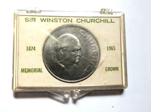 1965 Sir Winston Churchill Commemorative Crown w/Elizabeth II on Reverse Coin - Picture 1 of 5