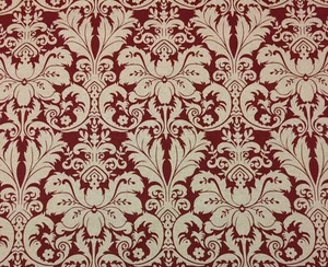 DESIGNER LARGE FLORAL RED DAMASK FURNITURE DRAPERY DESIGNER FABRIC BY YARD 54"W - Picture 1 of 5