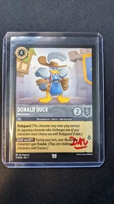 Disney Lorcana Donald Duck Musketeer Artist Signed Dav Augereau - Image 1 of 2