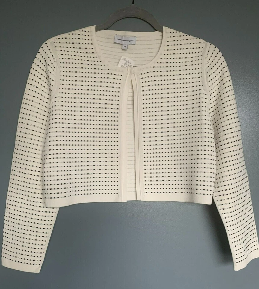 Cárdigan corto suéter talla 10 color (blanco-negro) marca Narciso Rodriguez Foto 1 de 3