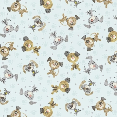 Pet Fabric - Good Doggie Dog Puppy Toss Light Blue - Blank Quilting YARD - Image 1 of 1