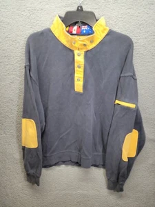 Orvis Elbow Patches 3 Button Flag Polo Pullover Sweater Sweatshirt Adult Size XL - Picture 1 of 10