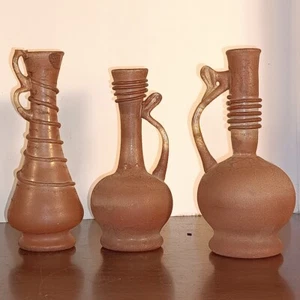 Juego de Vidrio Miniatura Turco Vintage - Marrón - Hecho a Mano - 3 Piezas Decorativo - Imagen 1 de 10