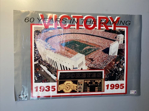 Vintage OSU 1995 Poster 60 Years In The Making Buckeyes Horseshoe 36x24” Cover