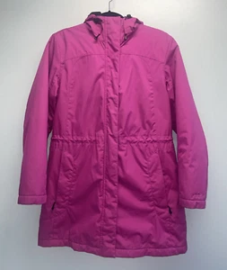 Chaqueta LL Bean para mujer mediana pequeña OKLS3 cremallera completa rosa negra forrada de piel sintética - Imagen 1 de 24