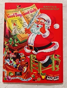 Vintage Santa's Workshop Unused 1970s Color Coloring Book Lowe - Picture 1 of 18