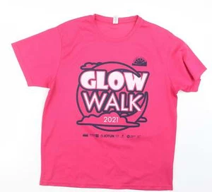 Camiseta básica de poliéster rosa para mujer talla XL cuello redondo - Imagen 1 de 12