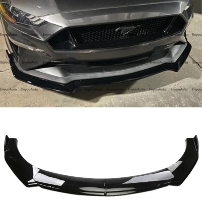 For Ford Mustang UNIVERSAL Front Bumper Lip Spoiler Splitter Glossy Black Foto 1 de 4