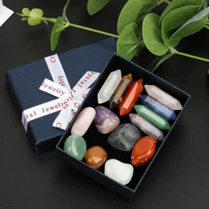 Set of 14 Healing Crystal Natural Gemstone Reiki Chakra Collection Stone Kits US - Picture 1 of 12