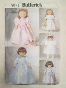 Butterick 5971 Doll Clothes Pattern 18" Party Dresses Bride 1st Communion Fancy  - Picture 1 of 2