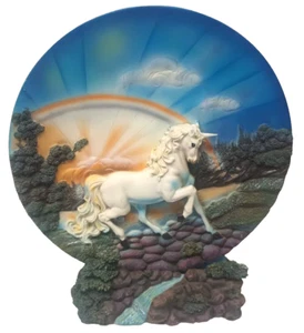 Medieval Legends Collection Unicorn Sunshine Plate W/ Matching Felt Stand - Picture 1 of 17