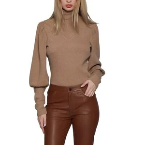 Maglione Walter Baker a costine collo alto maniche a sbuffo taglia small minimalista - Foto 1 di 7